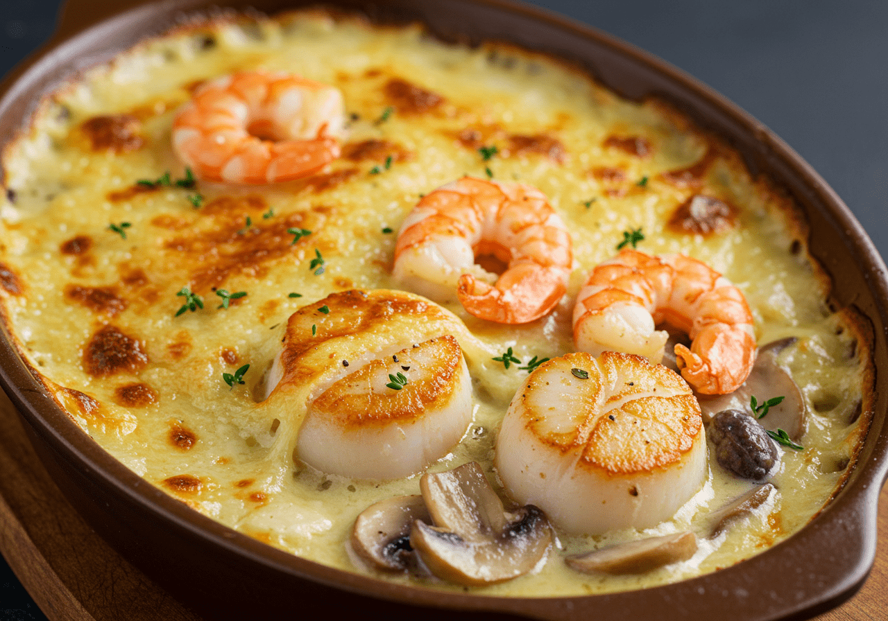 Cassolette De Saint-jacques Et Fruits De Mer Cassolette de la Mer : Saint-Jacques, Champignons et Crevettes - Serena