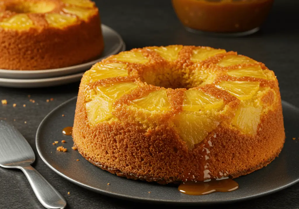 Cuisson des petits moelleux au four jusqu’à ce qu’ils soient dorés et fermes, créant une couche de caramel fondant et une surface délicieusement sucrée