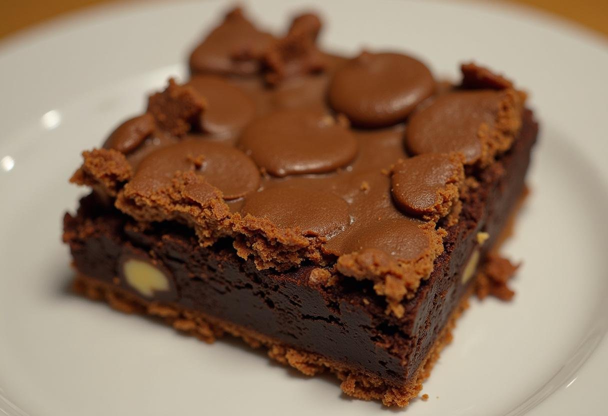 Brownies aux cornflakes croustillants et brillants, prêts à être dégustés.