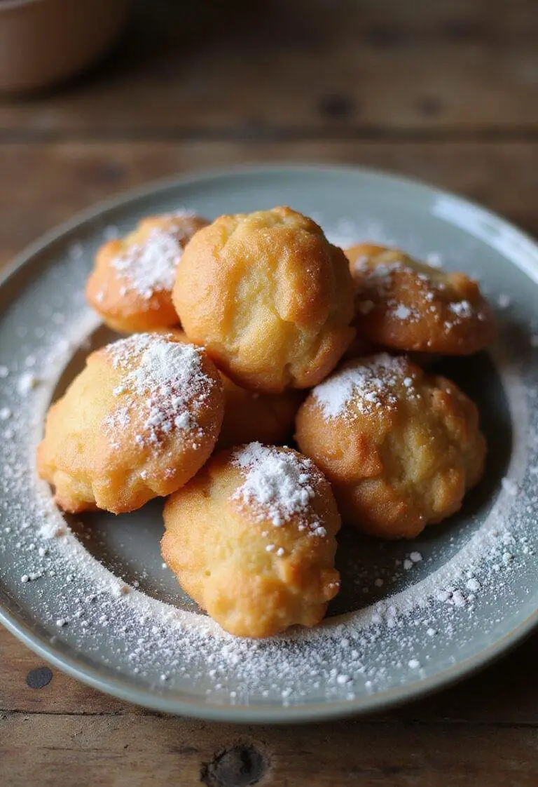 Bugnes croustillantes et dorées, saupoudrées de sucre glace, une gourmandise facile préparée à la friteuse à air.