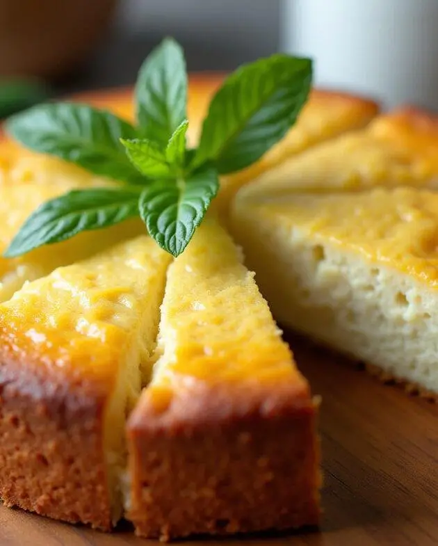 Cake Courgette Chèvre Menthe ou Basilic fraîchement cuit, prêt à être dégusté.