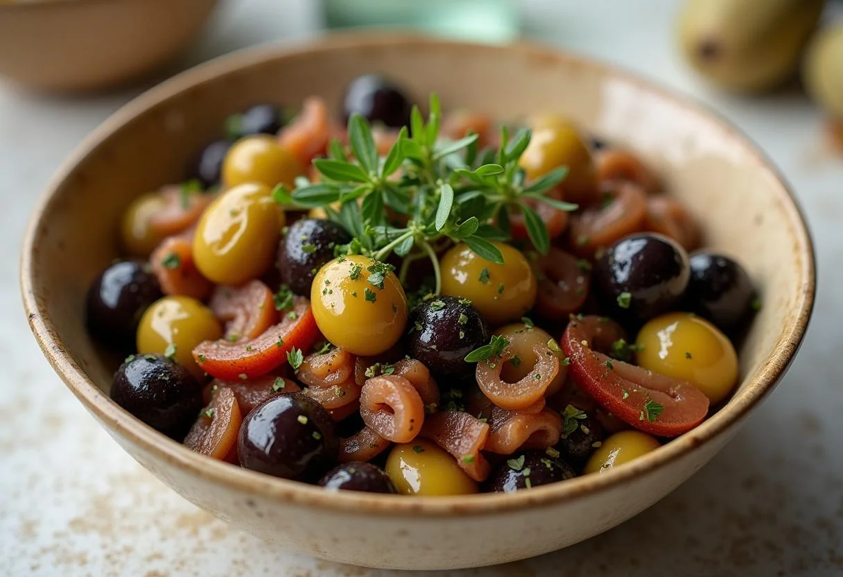 Mélange d'olives et de lardons pour le Cake Lardons Olives Vertes ou Noires.