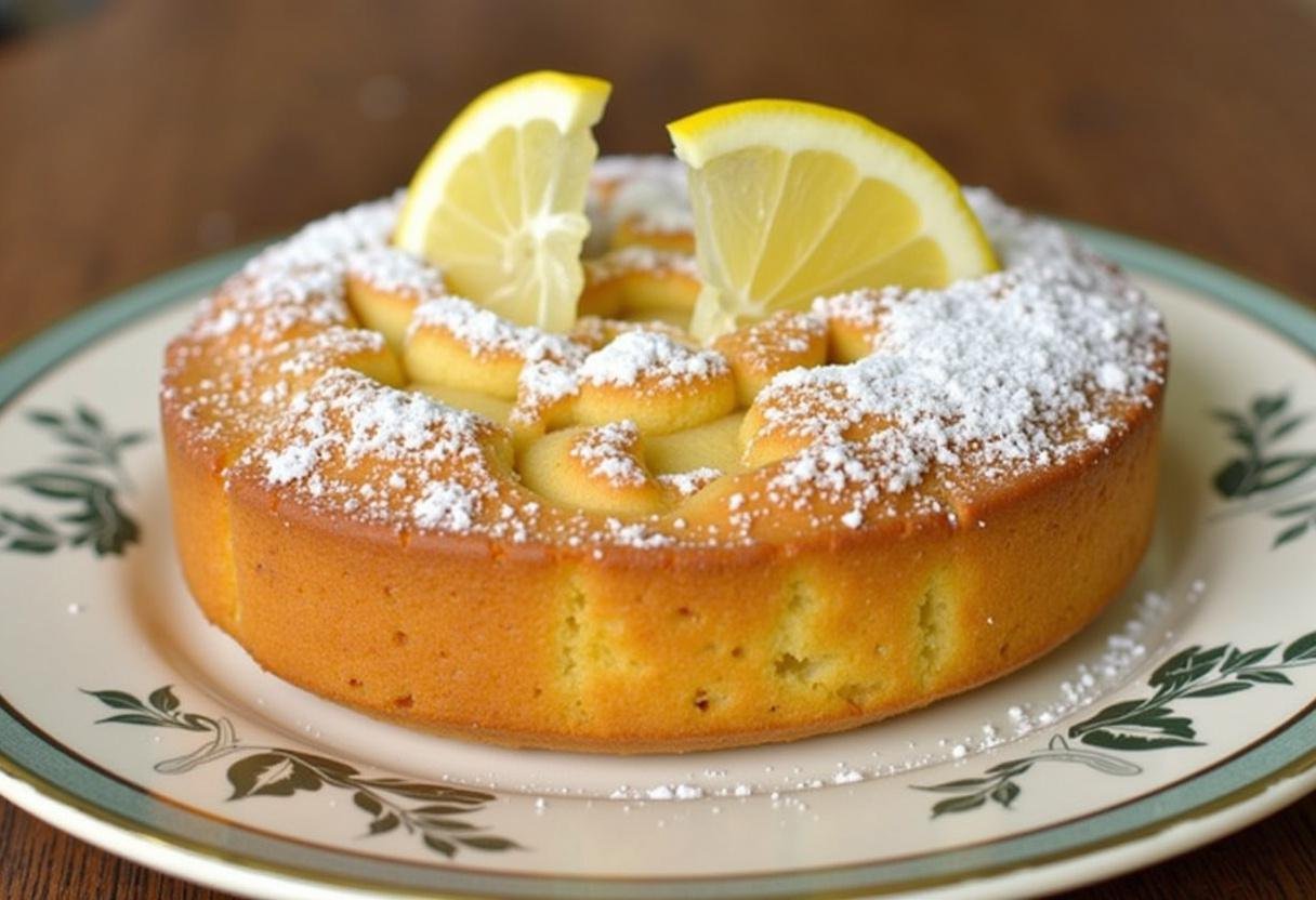 Finished Cake Moelleux au Citron et Fromage Frais, showcasing a delicate lemon flavor, perfect for dessert.