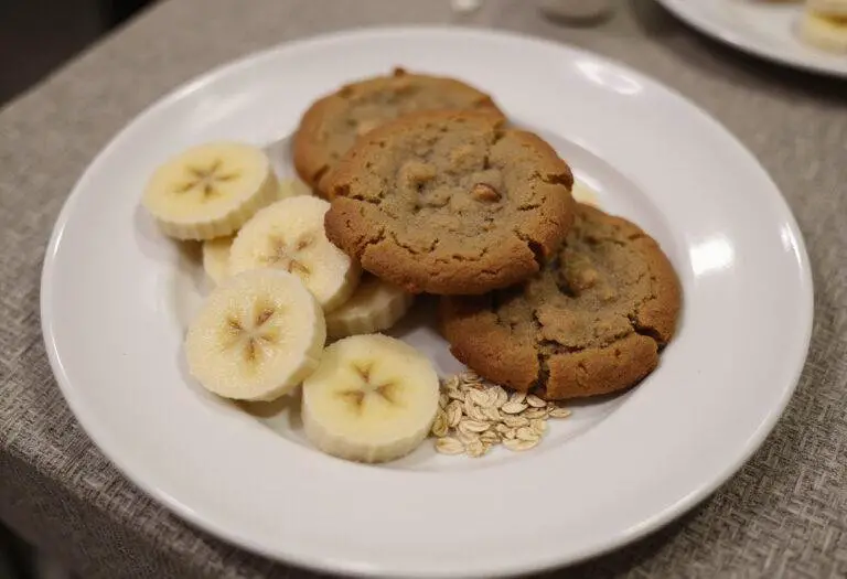 Freshly baked healthy sugar-free banana cookies served on a plate, perfect for guilt-free snacking.