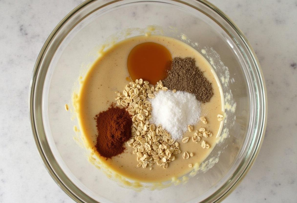 Cinnamon and vanilla extract prepared for flavoring healthy banana cookies without sugar.