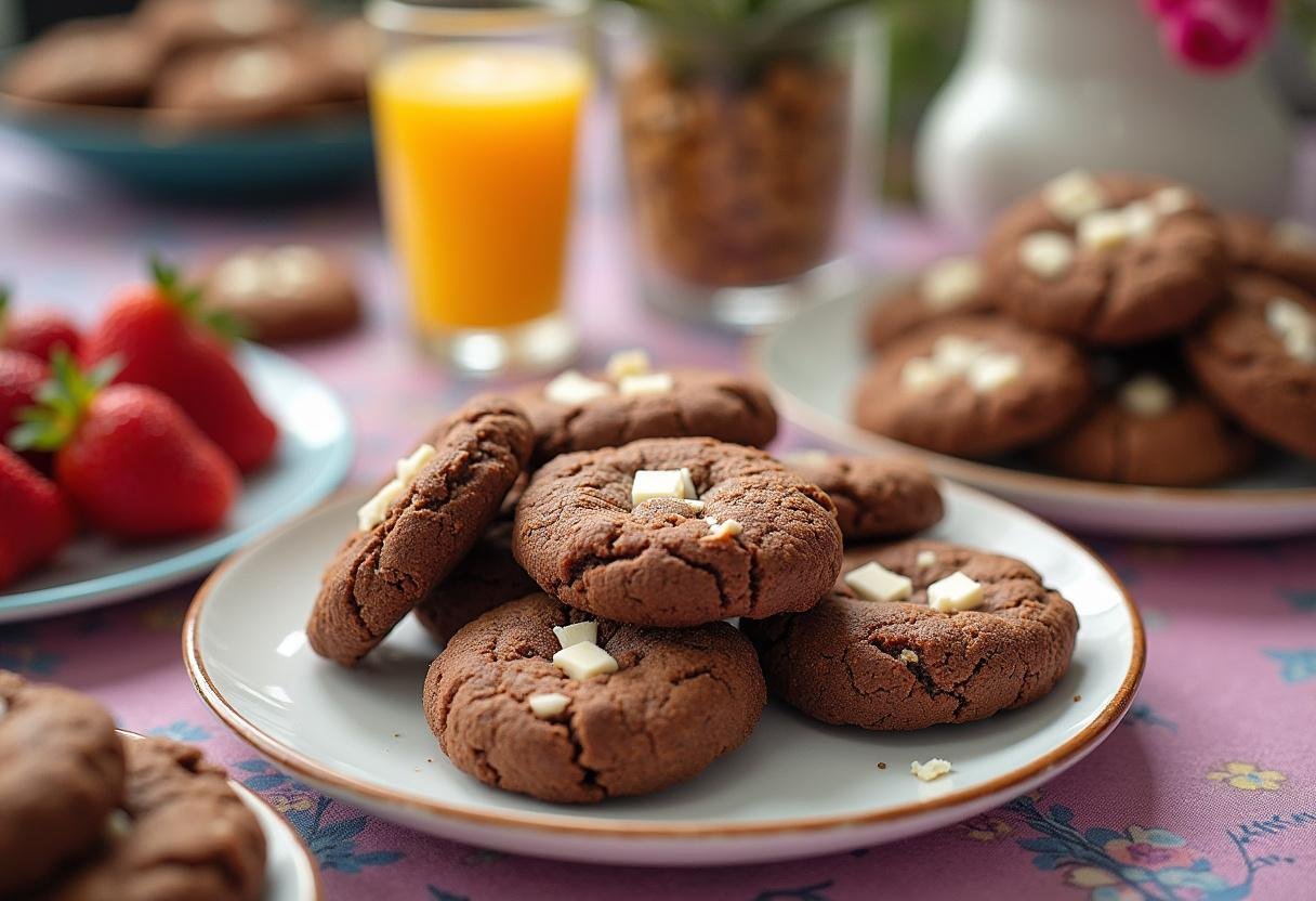 Une table de desserts invitante avec des cookies Rocky Road et des douceurs, idéale pour les réunions et les célébrations.