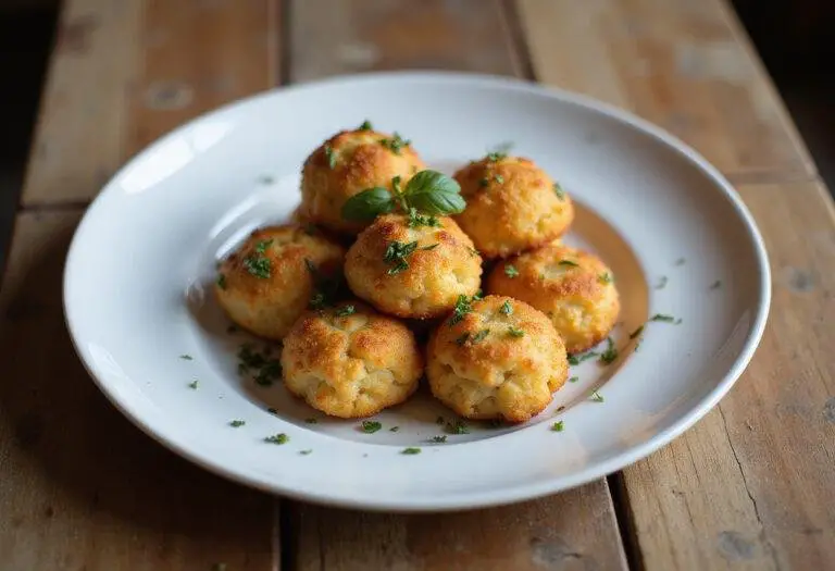 Delicious crispy cauliflower cheese croquettes served with herbs, perfect for any meal.