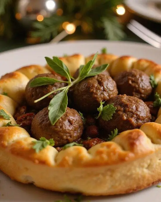 Fromage Brie fourré aux truffes cuit, avec une croûte dorée, parfait pour les fêtes.