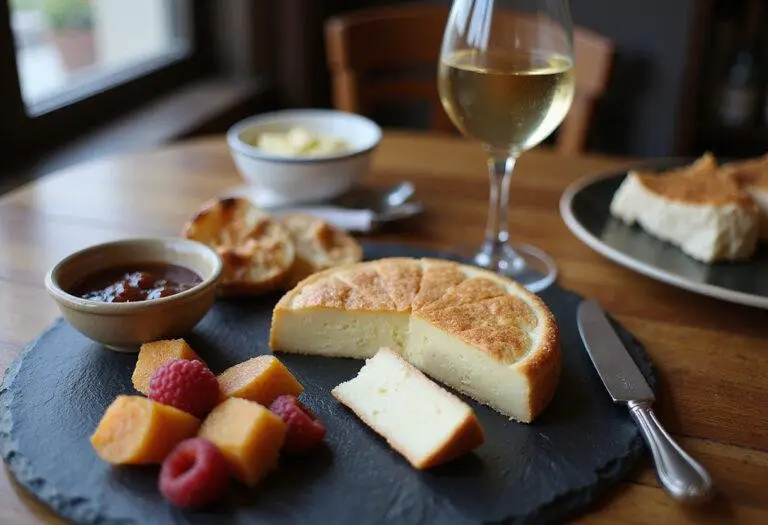 Présentation artistique du fromage Brie de Meaux avec des accompagnements, parfaite pour une dégustation.