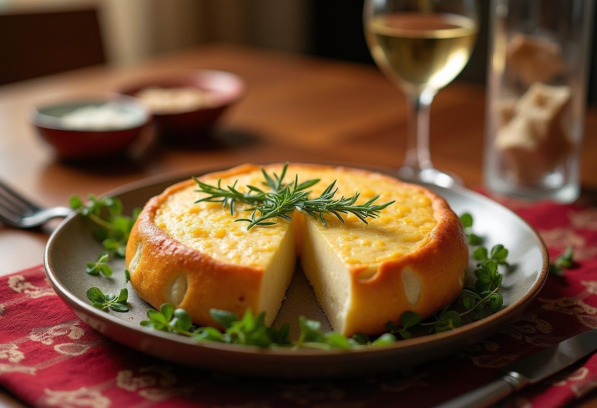 Fromage Brie de Meaux servi sur une table festive avec du vin blanc, idéal pour une dégustation.