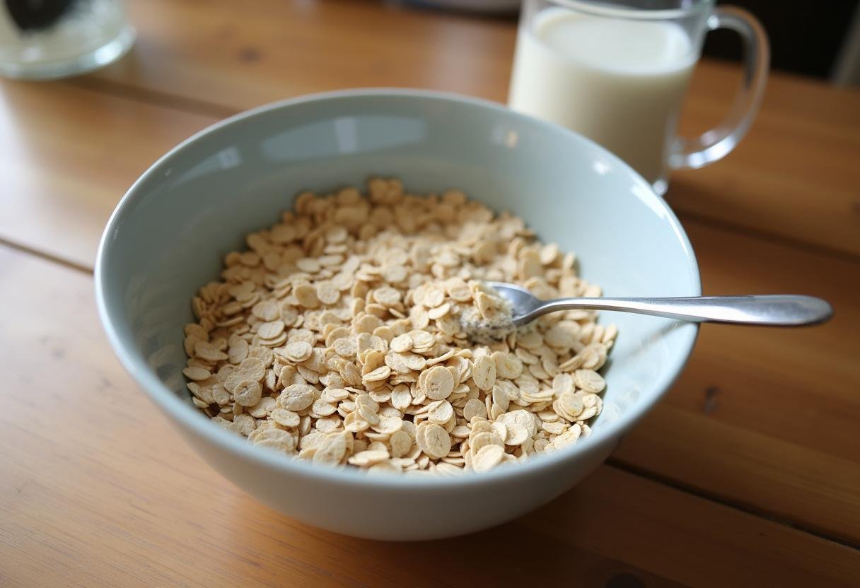 Préparation du mélange d'avoine et de yaourt pour Gâteau Santé Petit-Déjeuner, base nutritive du gâteau.