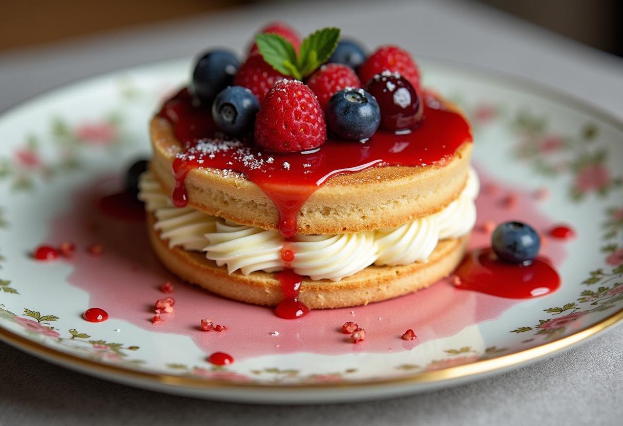 Mille-feuille fini, avec un glaçage brillant, prêt à être dégusté.