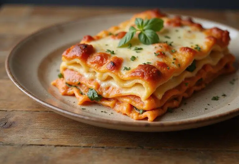 Deliciously baked lasagnes poireaux saumon crémeuses, ready to be served with golden cheese on top.