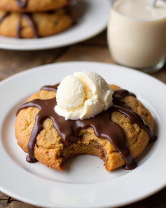 Maxi Cookie Air Fryer doré et cuit à la perfection, prêt à être dégusté.