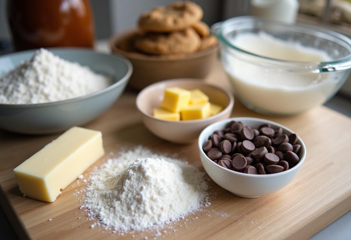 Ingrédients pour faire un Maxi Cookie Air Fryer, prêts à mélanger.