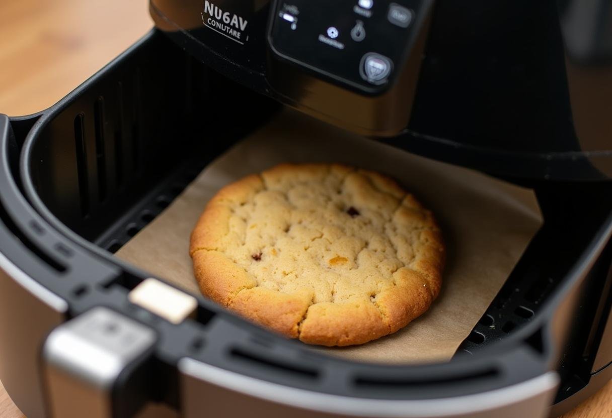 Maxi Cookie Air Fryer en cours de cuisson dans une friteuse à air.