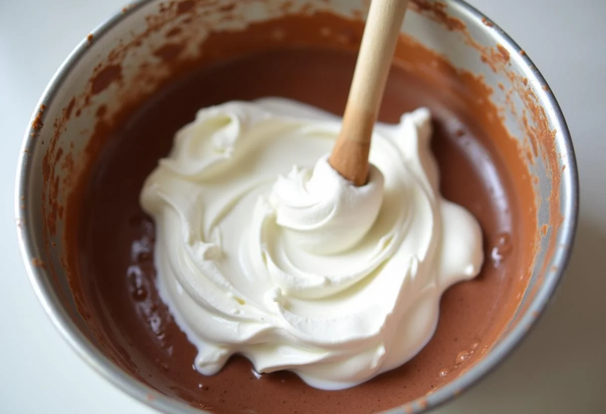 Whipping coconut cream to combine with the chocolate mousse ingredients for a vegan treat.