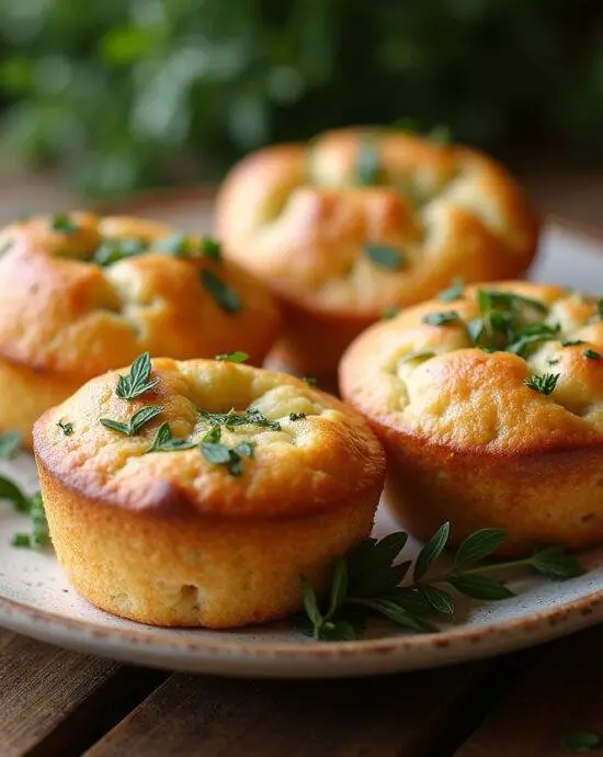 Deliciously baked Muffins Focaccia Faciles displayed on a platter, perfect for any meal.