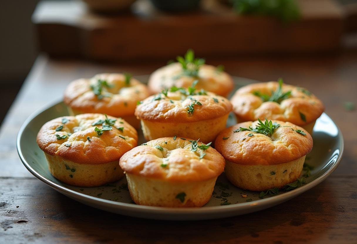 Deliciously baked Muffins Focaccia Faciles displayed on a platter, perfect for any meal.