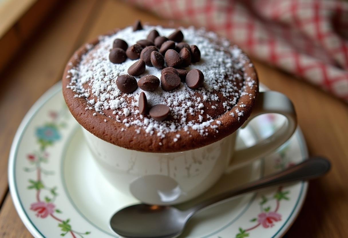 DĂ©licieux Mug Cake au Chocolat minute dĂ©corĂ©, prĂȘt Ă ĂȘtre dĂ©gustĂ©