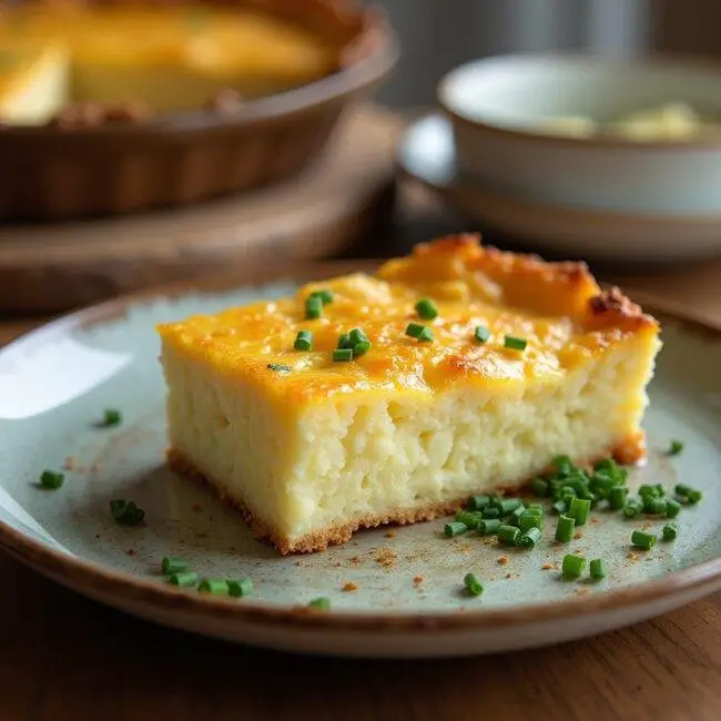 Finished Œufs au Fromage Blanc Cuits au Four served with chives, perfect for a brunch.
