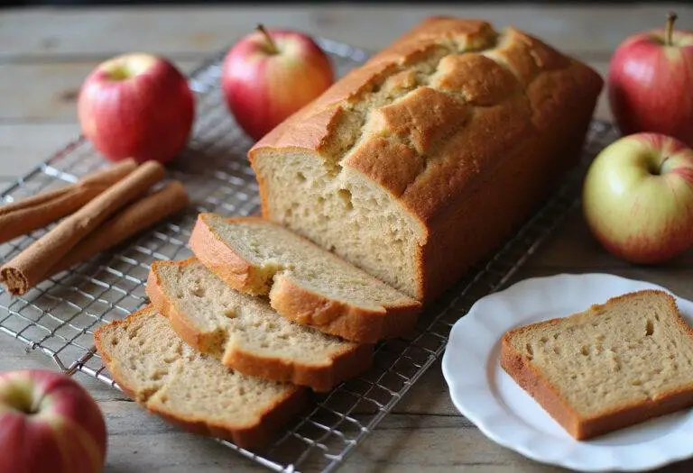 Pain à la compote de pommes et à la cannelle fraîchement cuit, parfait pour le petit-déjeuner.