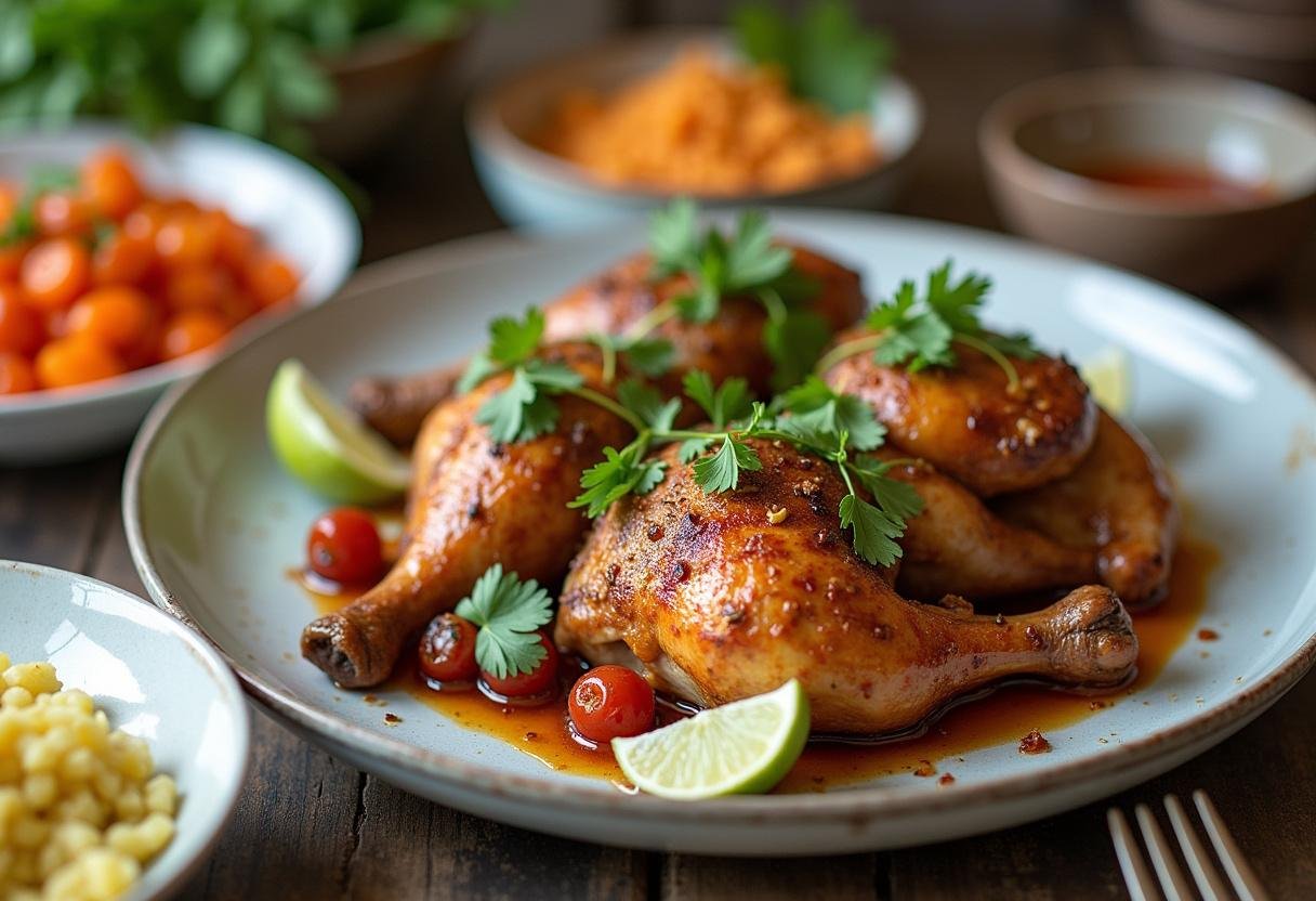 Final presentation of Poulet Chipotle au Miel et Citron Vert, a delicious chicken dish perfect for any meal.
