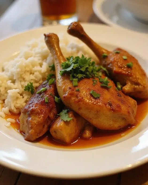 Delicious Poulet à la Syrienne plated with rice and herbs, a perfect dish for sharing.