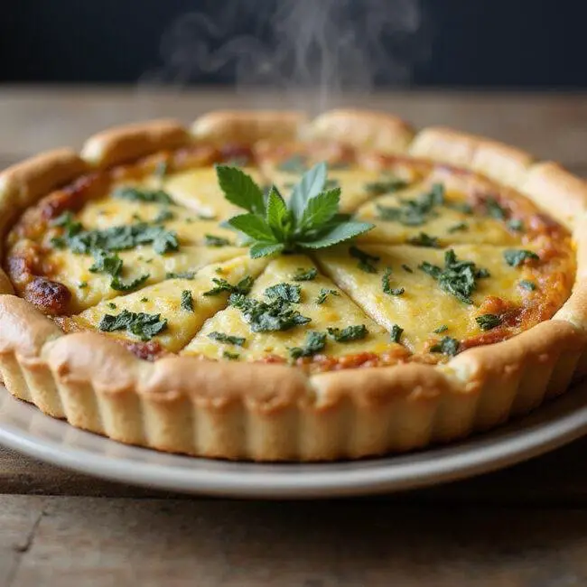 Finished Quiche du Petit-Déjeuner au Fromage Blanc sans Croûte, a perfect dish for breakfast.