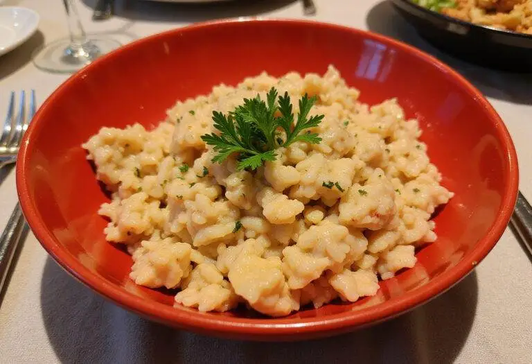 Completed Riz de Chou-Fleur dish, the low carb rice alternative, beautifully garnished for serving.