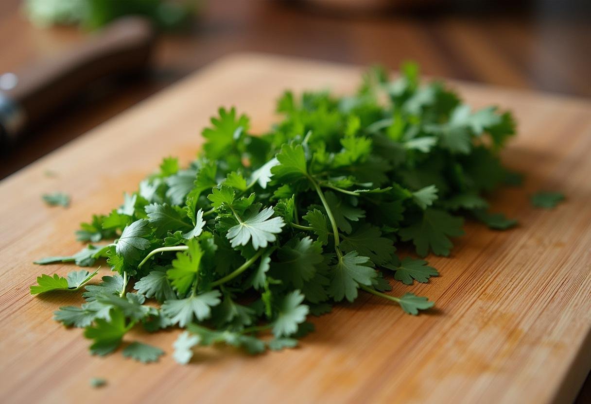 Herbes fraîches pour la salade de choucroute à l'ancienne, ajoutant de la couleur et des arômes.