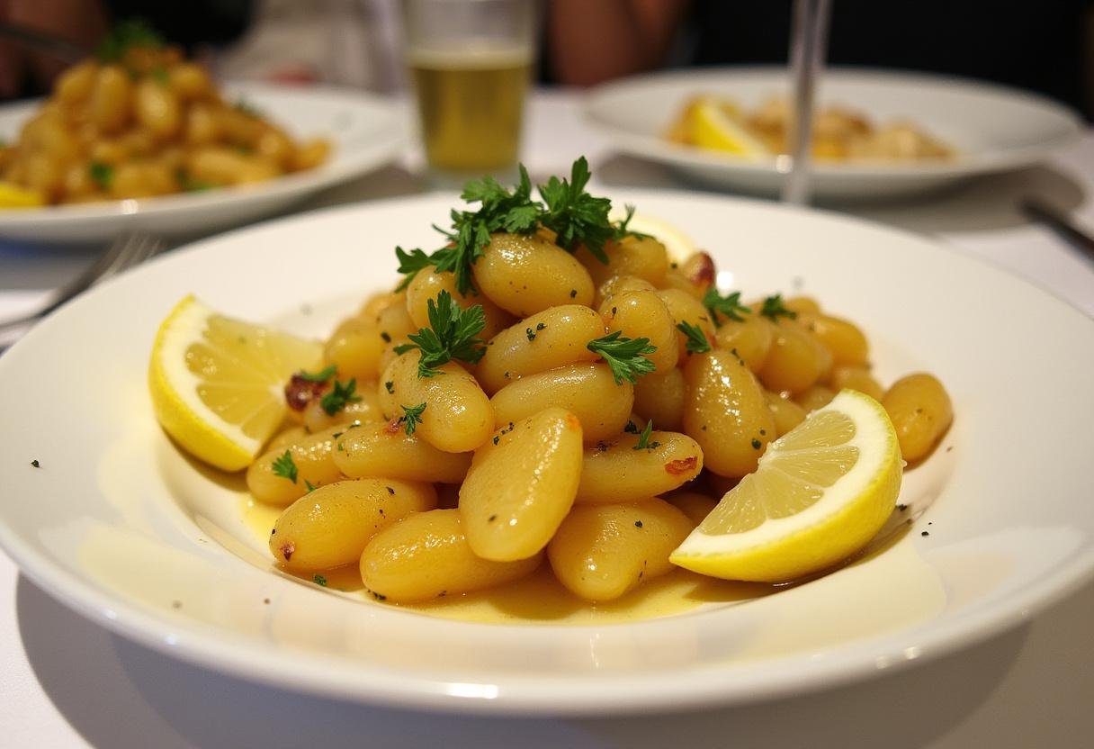 Finished Salade de Pommes de Terre Écrasées au Poivre et Citron, ready for a delightful meal.