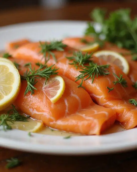 Finished quality smoked salmon dish, garnished and ready to enjoy.