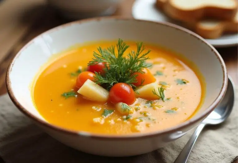 Delicious Soupe Polonaise à l'Aneth served in a bowl, perfect for a comforting meal.