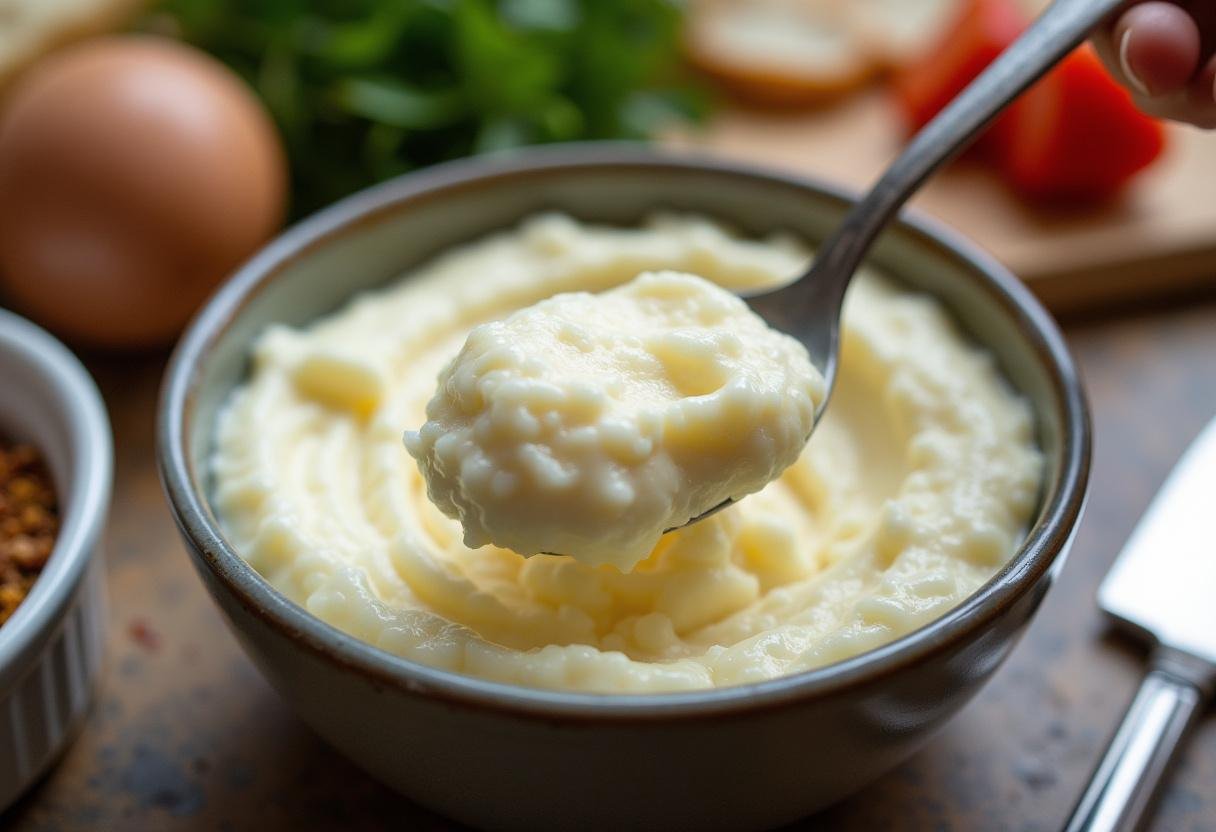 Thick fromage blanc being served, highlighting its distinct texture and uses in cooking.