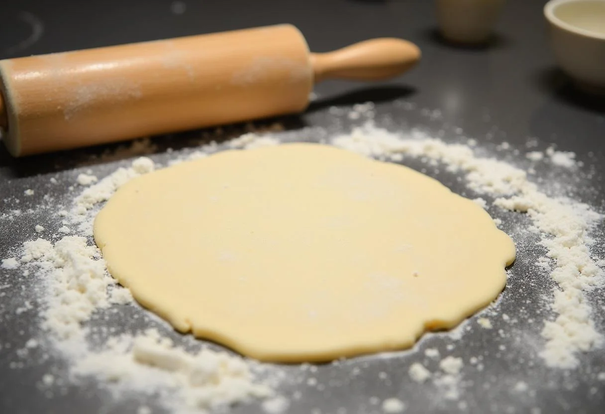 Pâte à bonbon au gingembre étalée sur un plan de travail, phase d'élaboration des bonbons au gingembre.