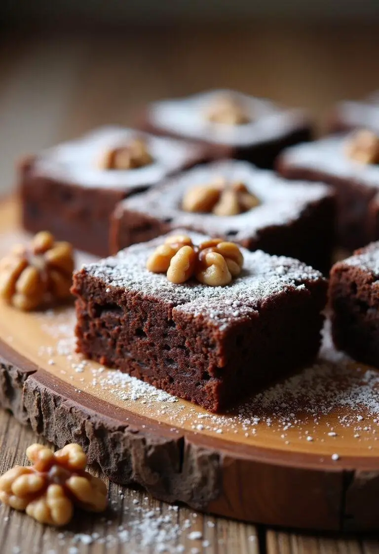 Brownie aux noix classique américain joliment présenté, une recette de brownie irrésistible.