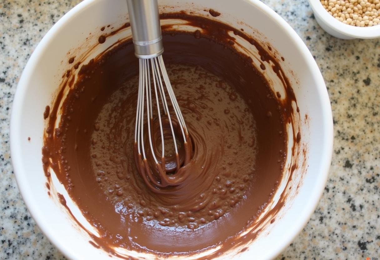 Fouetter des œufs avec de l'extrait de vanille pour préparer une mousse chocolat sans sucre.