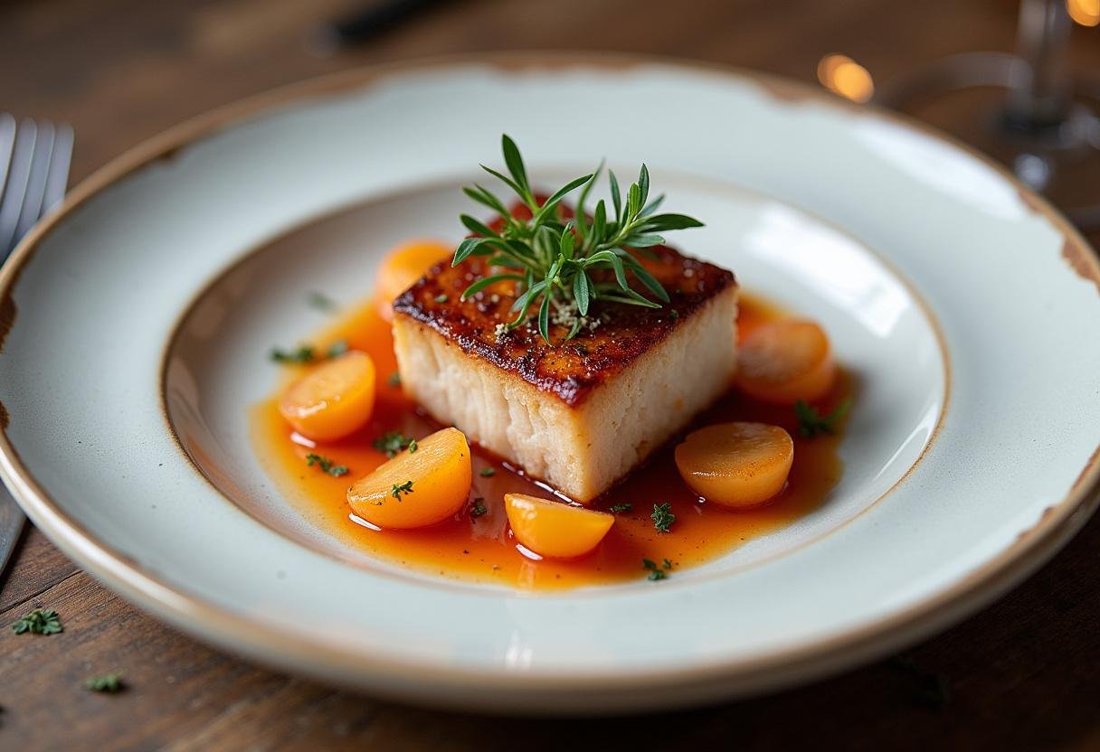 Chou rouge aux pommes caramélisées joliment présenté dans une assiette, prêt à être dégusté sur une table rustique.