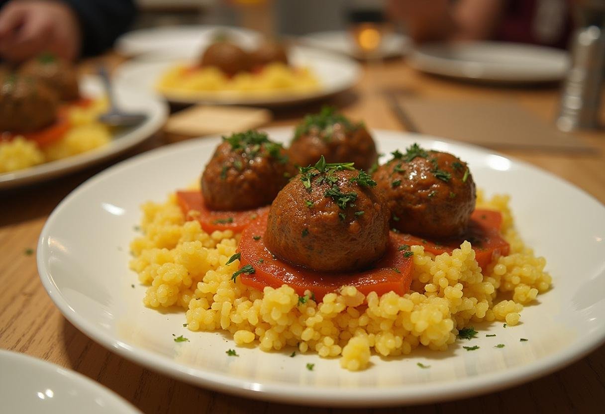Préparation des boulettes savoureuses: mélange de viande hachée avec des épices et des herbes, façonnage en petites boulettes.