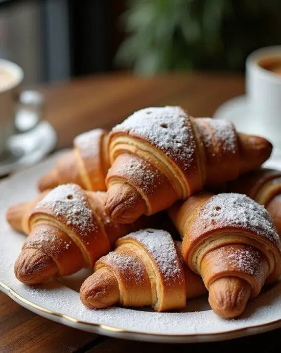 Présentation de croissant cookie fraîchement cuisiné, une fusion parfaite entre croissant et cookie, prête à être dégustée.