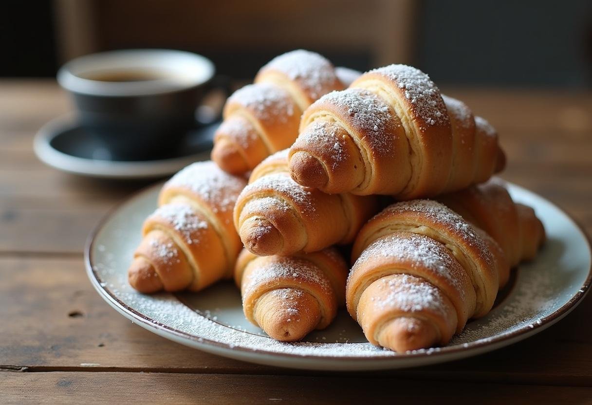 PrĂ©sentation de croissant cookie fraĂźchement cuisinĂ©, une fusion parfaite entre croissant et cookie, prĂȘte Ă ĂȘtre dĂ©gustĂ©e.