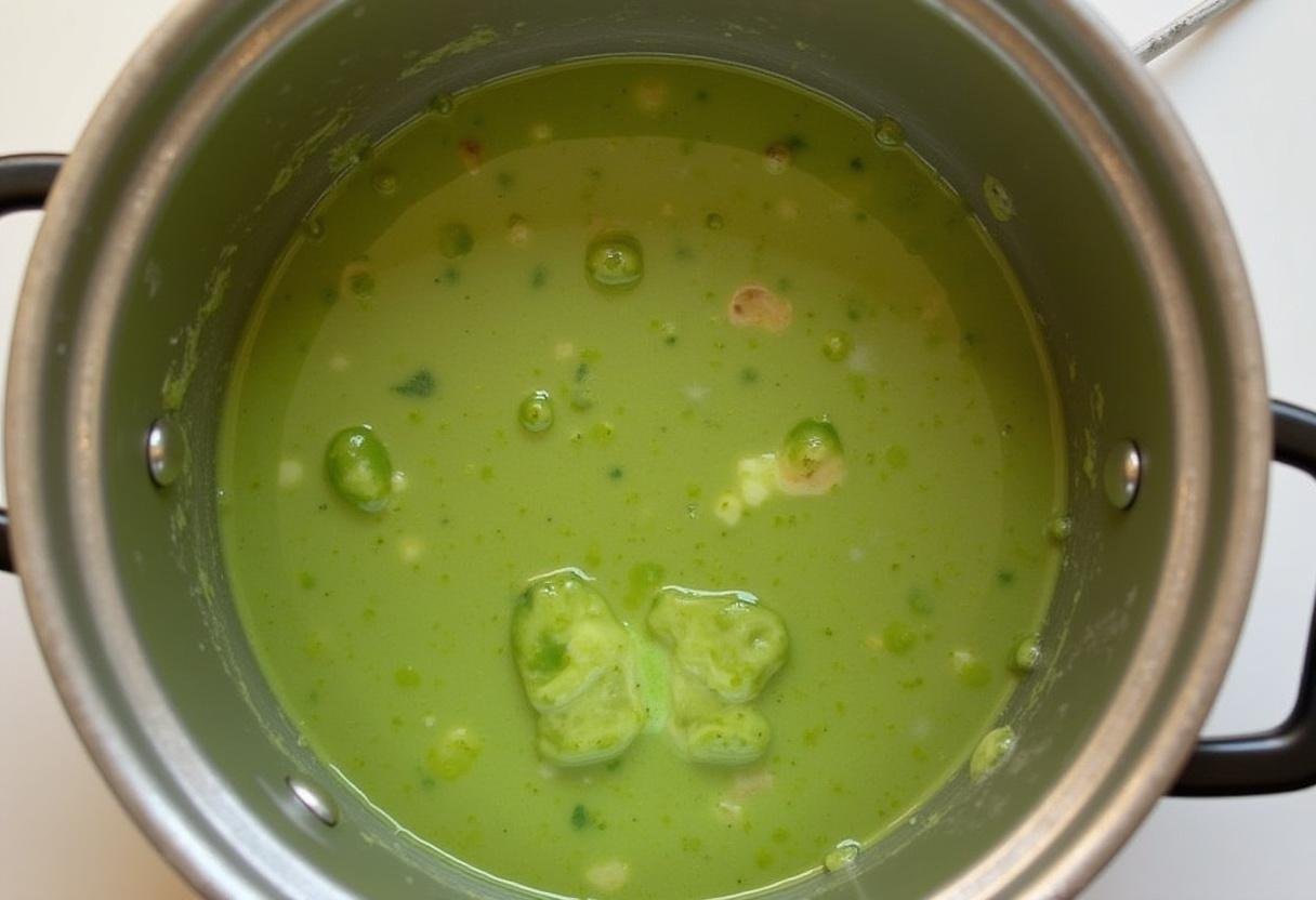 Purée des pois cassés, ajout de sel et poivre pour relever le goût.