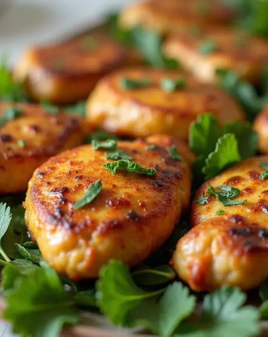 Présentation des paupiettes de poulet cuites à la perfection, décorées d'herbes fraîches, prêtes à être dégustées.