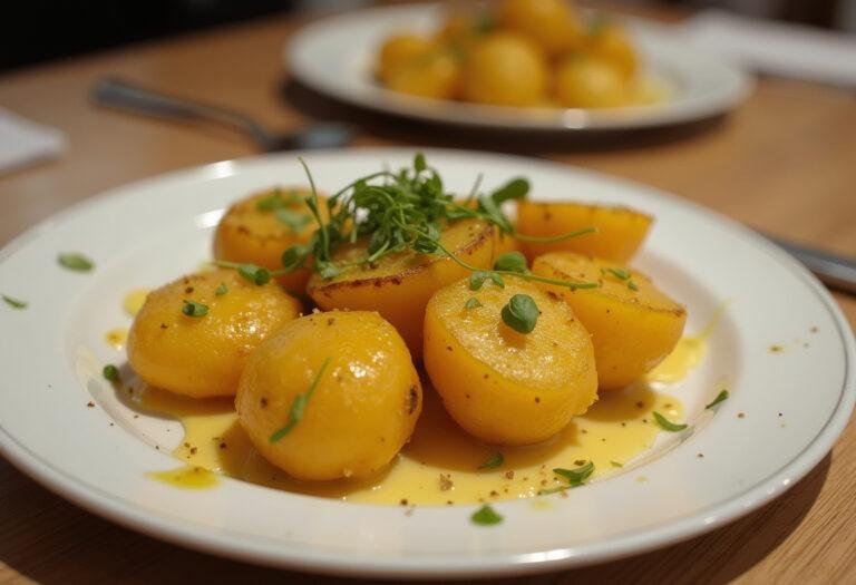 Présentation finale de différentes préparations de pommes de terre nouvelles, un plat délicieux et attrayant.