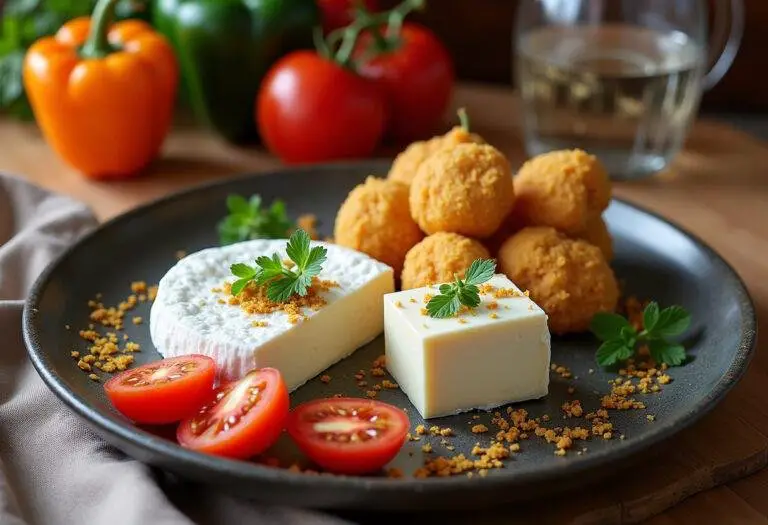 Dégustation finale du fromage turc avec des tomates et des poivrons, illustrant l'authenticité de la cuisine turque.