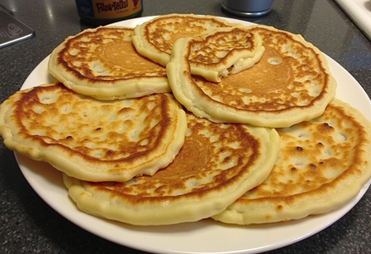 Transfert des galettes cuites sur une assiette, prĂȘtes Ă ĂȘtre servies pour dĂ©guster la recette galette flocon d'avoine minceur.