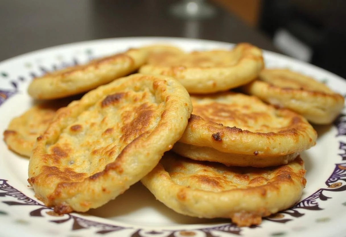 Transfert des galettes de pomme de terre alsacienne frites sur une assiette tapissée de serviettes en papier pour enlever l'excÚs d'huile.