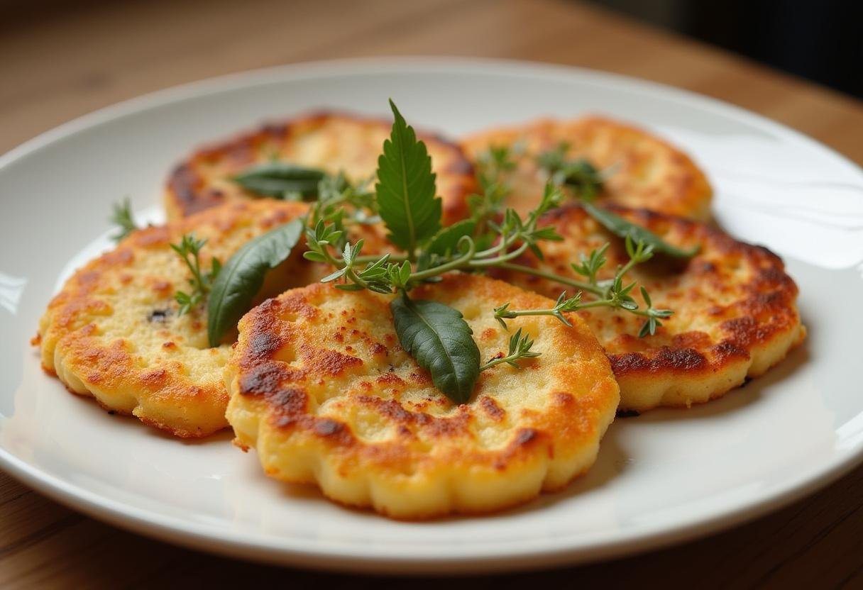 Galettes bretonnes pur beurre délicatement présentées avec des herbes fraîches.