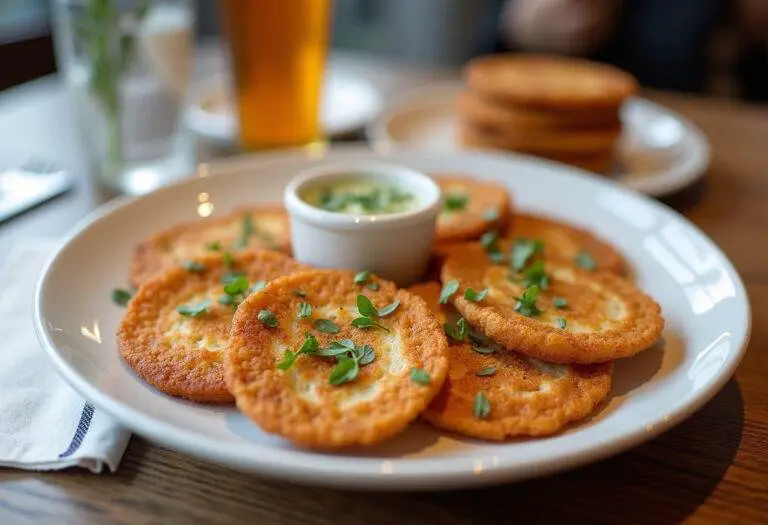 Une assiette de galettes de riz croustillantes garnies d'herbes fraîches, recette galette de riz, snack léger parfait.